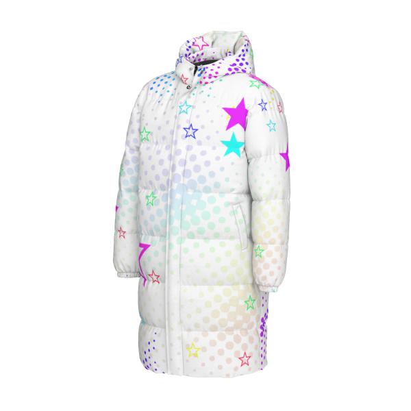 Warme Wintermantel mit Hundemotiv Familienhunde – Popart Hundemotiv, 90% Daunen, 10% Federn, bunt, stylisch, AmStaff, Staff, Staffordshire, Pitbull, Pit, Soka, XXL Bully, Größe XS- 4XL